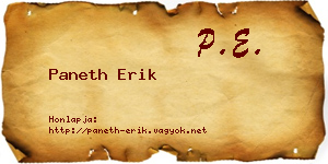 Paneth Erik névjegykártya